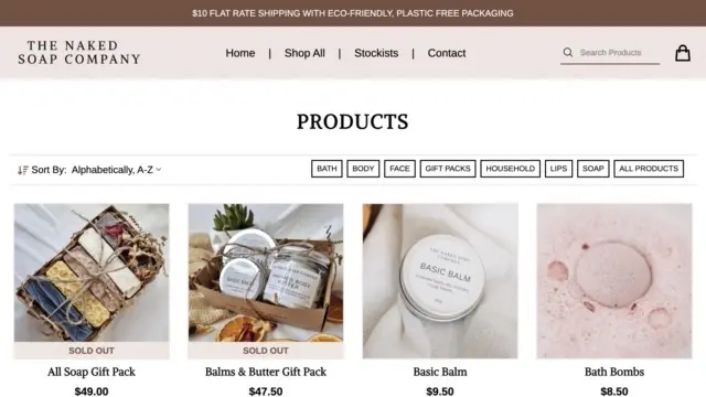 Preview of The Naked Soap Company products catalog